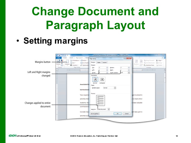 Change Document and Paragraph Layout Setting margins